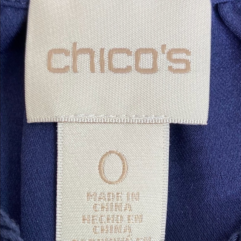 Chico's Blue Boho Tassel Tie Long Sleeve Blouse Small - Picture 8 of 10